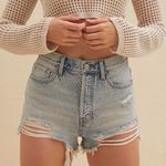 PacSun Eco Medium Blue Ripped Vintage High Waisted Denim Shorts Photo 0