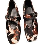 BOUTIQUE Vegan Cowhide and Leather Mary Jane Flats Brown Size 8.5 Photo 1