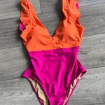 Summersalt  The Ruffle Backflip One Piece Swimsuit Orange Pink Size 6 Beach Vacay Photo 2