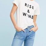 Anthropologie Sol Angeles White & Black Rise & Wine Graphic T- Shirt Top Size XS Photo 0