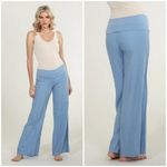 đź’•FRESH LAUNDRYđź’• Linen Foldover Pants ~ 100% Linen Stone Light Blue XL NWT Photo 1
