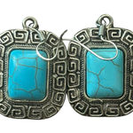 Turquoise Stone Silver Tone Southwestern Style Dangle Earrings Jewelry Blue Photo 0
