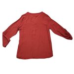 BYdesign Tunic Blouse Large Orange Crochet Roll Tab Long Sleeve V Photo 8