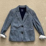 Gap Blazer Jacket Cuffed Pockets Business Formal Denim Inspired Size 0 Like New Photo 0