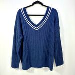 Treasure & Bond Varsity V Neck Sweater Navy Blazer Ivory Combo XL NWT Photo 1
