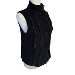Coldwater Creek black sleeveless mock neck ruffle zip up wool sweater vest M Photo 1