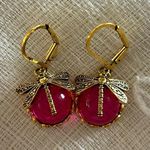Dragonfly Faux Crystal Earrings in Magenta Pink Photo 2
