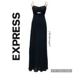 EXPRESS  Elegant Black Maxi Dress Open tie front slit down side size 2 Photo 1