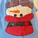 Vintage Snowman Appliqué Denim Vest – Size L – Holiday Winter Layer whimsical Photo 3