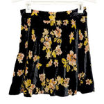 Free People Margaux Velvet Mini Skirt A-Line Black Pink Floral Size 4 Photo 0