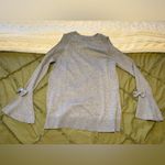 Karl Lagerfeld  Sweater Womens Grey Cold Shoulder Bell Sleeve Ribbed Top Shirt Photo 2