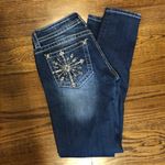 Miss Me Denim Jean Sz 28x31 Embroidered and Crystal Accented Skinny Leg Photo 1