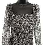 Abercrombie & Fitch  Floral Chiffon Midi Dress Sz MP Black Cottagecore Regency Photo 2