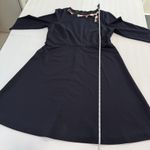 Talbots  Ponte Navy Blue Scarf Neck Nautical 3/4 Sleeve Flare Midi Dress Size 16‎ Photo 8