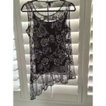 INC International Concepts Womens M Black White Floral Sheer Sleeveless Top Size M Photo 2