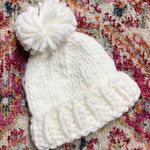 Cream Knit Pom Pom Beanie White Photo 0