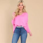 Red Dress Miracle I’ll Wait For You Relaxed Dolman Knit Sweater Top Pink ML Pink Size L Photo 1