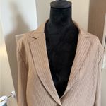 WAYF  Double Breasted Brown White Pinstripe Blazer Business Work Career Neutral M Photo 1