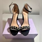 Madden Girl  Bitsyy Black Suede Block Heel With Faux Pearls Strappy Party New‎ 9 Photo 2