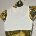 SheIn White Crop Top with Black Star Accents S Photo 1