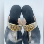 Gucci  Metallic Gold leather GG marmont thong sandals flat EU 39.5 Photo 1