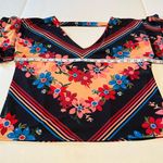 Judith March Womens Size Small V-Neck Cutout Back Bell Sleeve Floral Boho Blouse Photo 4