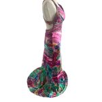 David's Bridal David’s Bridal Pink Floral Watercolor Mermaid Prom Dress Back Detail Size 1/2 Photo 5