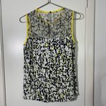 Kate Spade yellow trim black and white print sleeveless blouse top, 4 Photo 3