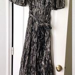 Ba&sh Dress Nixon Metallic Crossover-Neck Tie Maxi Party Black Gold XS GUC Photo 0