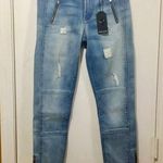 Black Orchid women's 26 distressed stretch zippered ankle biker moto jeans 27x26 Photo 0