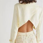 Free People NEW 100% Linen Crossover Back Bennie Crop Blazer, XS Photo 2