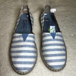 Skechers Bobs Espadrilles Women 9.5 Blue White Stripe Memory Foam Canvas Slip On Photo 3