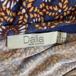 Dalia Blue Orange Floral Sunflower Round Neck Tee Shirt Blouse Womens Medium Photo 4