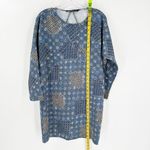 ZARA Basic Blue Printed Crew Neck 3/4 Sleeve Tunic Shift Dress Size Small Photo 7