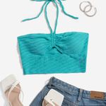 SheIn Turquoise Textured Bandeau Top Photo 4