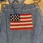 Vintage 90’s Agapo women’s Denim Overalls with American Flag Patch size M Blue Photo 2