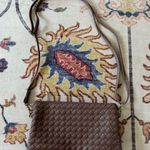 Taupe Brown Small Woven Leather Crossbody Purse Handbag Photo 0