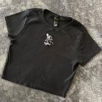 Forever 21 Black Skeleton Skateboard Ribbed Tee Photo 0