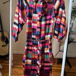 RHODE plaid geometric print midi dress size S pink purple black blue Photo 4
