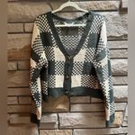 No Boundaries  V-Neck Checkered Cardigan Size XXXL Juniors Rib Trim Preppy Green Photo 2