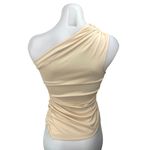 ZARA  Cream One Shoulder Sleeveless Ruched Stretch Drapey Blouse Top Size XS Photo 1