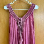 Free People Free‎ People Maxi Dress Sleeveless Pink Embroidered V Neck Bohemian Boho Photo 8