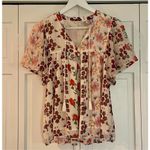 Lucky Brand  floral flowy short sleeve blouse size small Photo 2