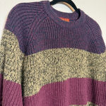 Vintage Oversize Cable Knit Stripe Sweater Photo 0