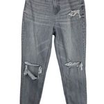 American Eagle  Sz 0 SHORT Grey Wash Distressed Mom Jean Raw Hem Photo 2