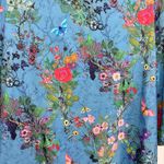 NEW Blue Satin Floral and Butterfly Zip Front 3/4 Balloon Sleeve Blouse Size XXL Photo 6