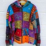 Nepal Colorful Embroidered Patchwork Bohemian Hippie Jacket Blue Size M Photo 0
