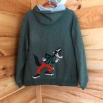 Disney GREEN  BIG BAD WOLF ZIP UP HOODIE SWEATSHIRT Photo 0