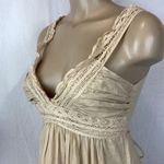 Tan Cotton Crochet Lace Trim Long Sleeveless Maxi Dress M Size M Photo 1