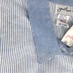 VINTAGE Deadstock 80s 90s Cropped Button Down Shirt Tie Waist‎ Boxy Size XL New Blue Photo 9